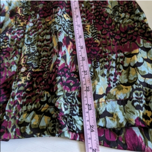 🖤❤️🩵 Anthropologie Tiny Postcard Viscose Rayon Short Sleeve Blouse, S - Picture 9 of 11